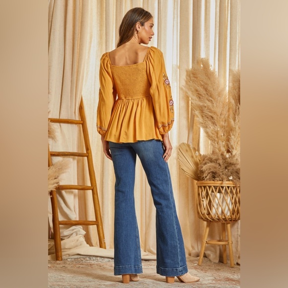 SAVANNA JANE BOHO EMBROIDERED SMOCKED BLOUSE ❤️NEW COLLECTION IN STORES❤️ - Picture 4 of 4